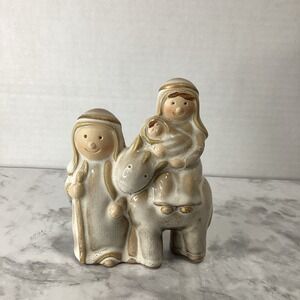 Ceramic Nativity Scene‎ Figurine Mary Joseph Baby Jesus Donkey Christmas Decor